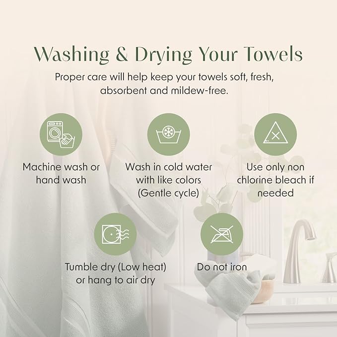 Springtree Home Luxury Bamboo Rayon Bath Towel Set of 4 | 35% Bamboo Rayon - Image 9