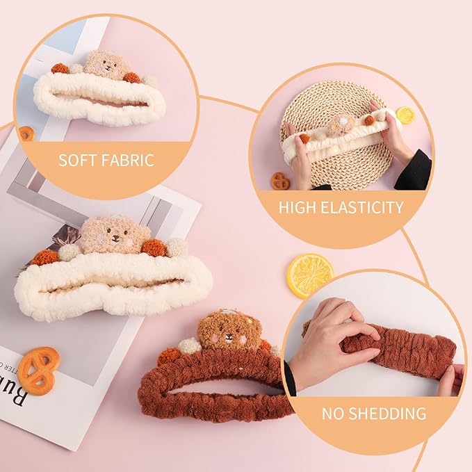 PERFECTSIGHT Spa Headband for Washing Face, 2 Pack Cute Hair Band for Shower - Image 2