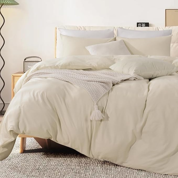 NEXHOME PRO Duvet Cover Set 100% Washed Cotton Oversized King 120"x98" Linen - Image 3