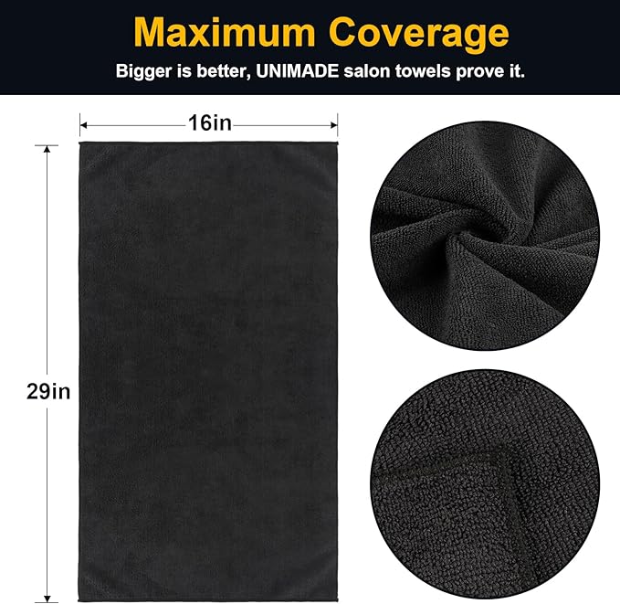 UNIMADE Salon Towels 2 Pack, Microfiber Barber Towels Bulk, Hair-Drying Cloth - Image 2
