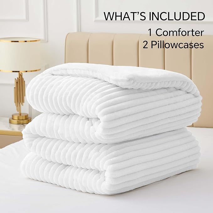 BEDELITE Fleece California King Comforter Set -Super Soft & Warm Fluffy Bright - Image 6