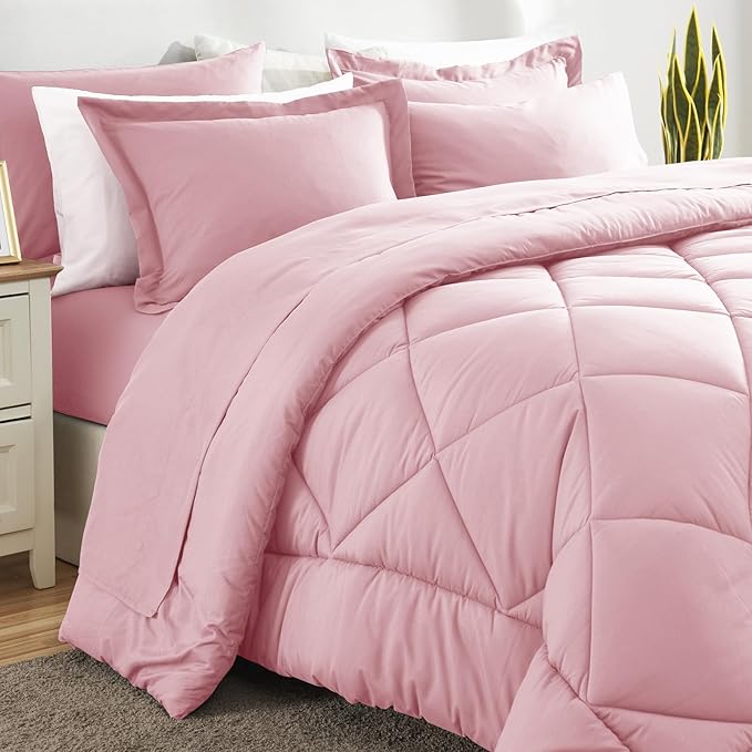 CozyLux Queen Comforter Set Pink - Image 4