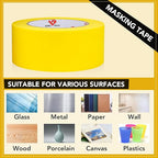 BOMEI PACK Yellow Painters Tape 1 Inch Bulk - Paint Tape 10 Rolls x 1 Inch x 55 Yards - Painter's Tape Yellow Masking Tape for Walls Painting, DIY Crafting, and School Projects, Total 550 Yards