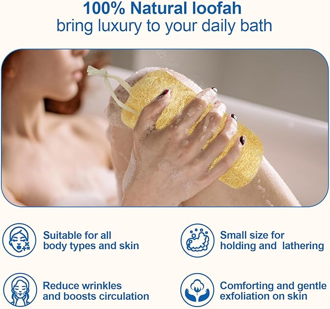 Natural Loofah Sponge, 6“ Natural Loofah Exfoliating Body Scrubber Egyptian - Image 2