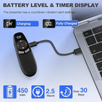 Presentation Clickers for PowerPoint with Timer, Wireless Rechargeable Laser Pointer for Laptop Presentations Remote, Power Point Remote Clicker for Computer/Mac/PPT/Google Slide Advancer