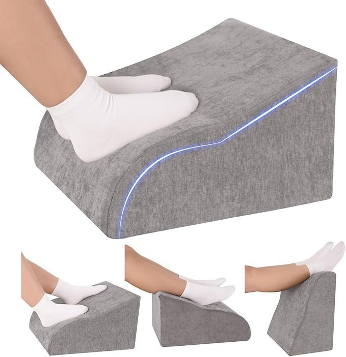 Opuvidity Foot Rest for Under Desk at Work, Ergonomic Under Desk Footrest with Washable Cover for Office, Home & Gaming Leg Elevation Pillow Dark Gray