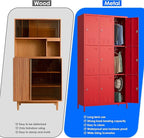 SUPEER 9 Doors Metal Locker with Business Card Holder and 27 Hooks,Metal Locker for Employees with Ventilation Holes for School Garage Office Gym Home,Assembly Required,Red