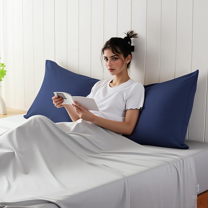 1 Pack Body Size Bamboo Viscose Zippered Pillow Case, 400 Thread Count Cooling - Image 3