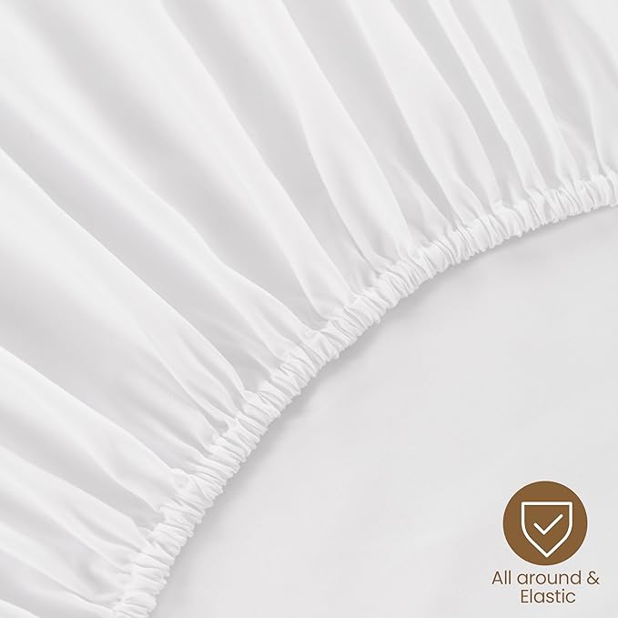 ROSE&RISY White Twin Fitted Sheet, Soft and Breathable - Image 6