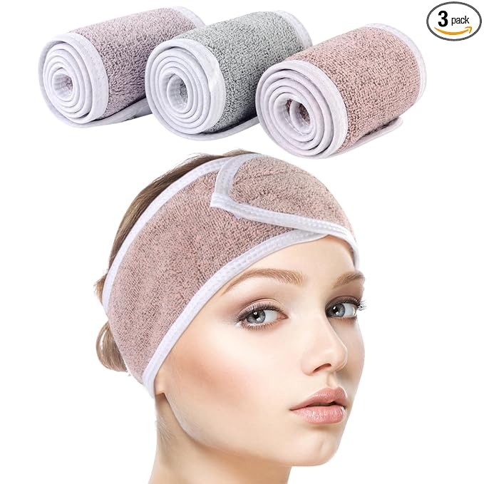 SINLAND Spa Headband for Women 3 Counts Ultra Soft Adjustable Makeup Hair Band by SINLAND