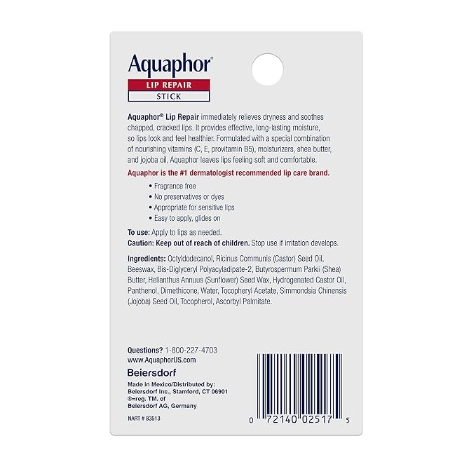 Aquaphor Lip Repair Stick, Moisturizing Lip Balm Pack, Relieves Dryness - Image 13