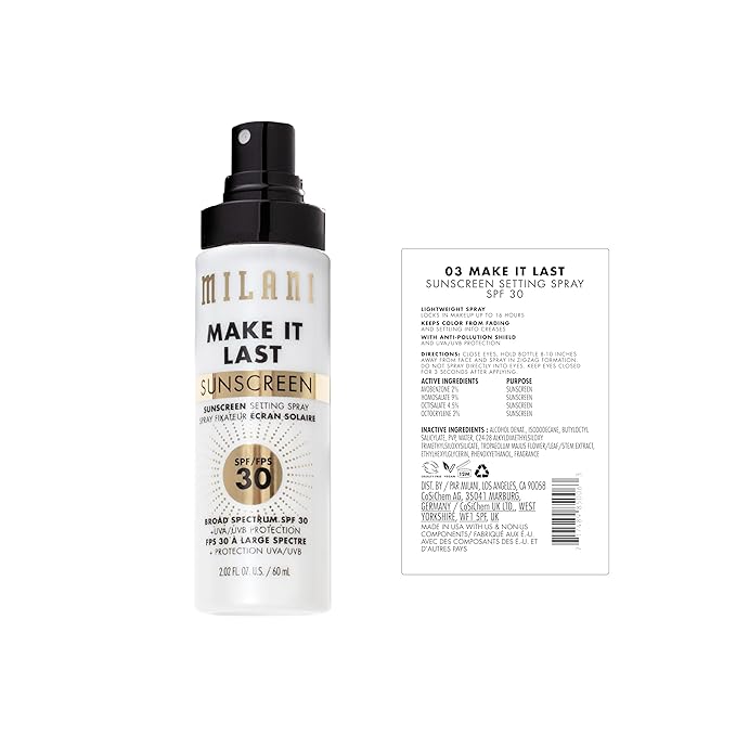 Milani Sunscreen Setting Spray + Primer, Make It Last Sunscreen - Image 2
