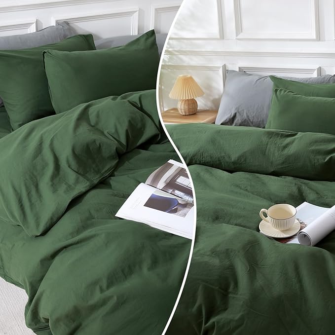 NEXHOME PRO Duvet Cover Set Queen Size Linen Feel Textured Organic Natural 100% - Image 8