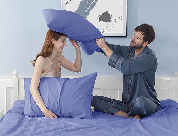 Pillow Cases, King Size Cotton Percale Weave Pillowcases, Pre-Shrunk Breathable - Image 2
