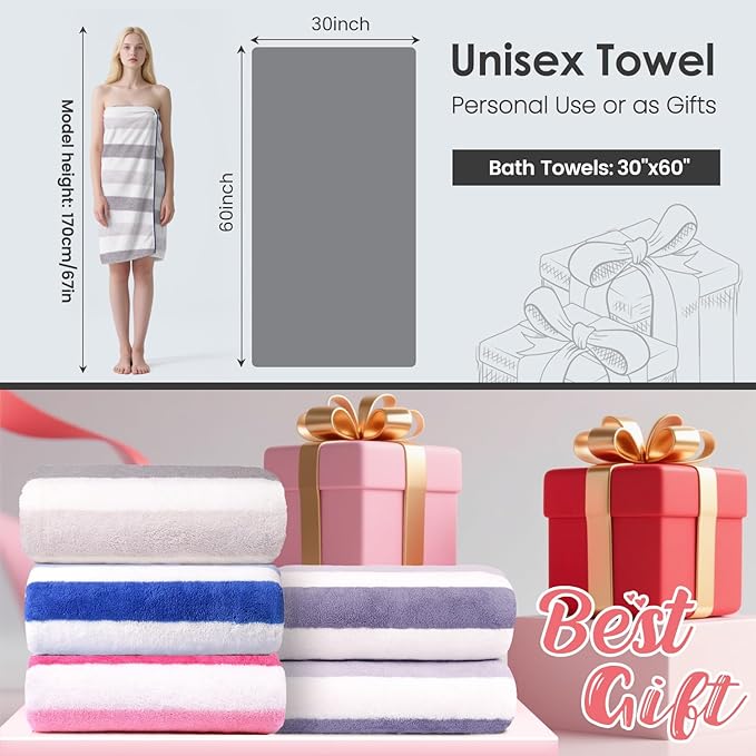 JML Microfiber Bath Towels Set of 2, Super Absorbent, Fast Drying Large Bath - Image 2