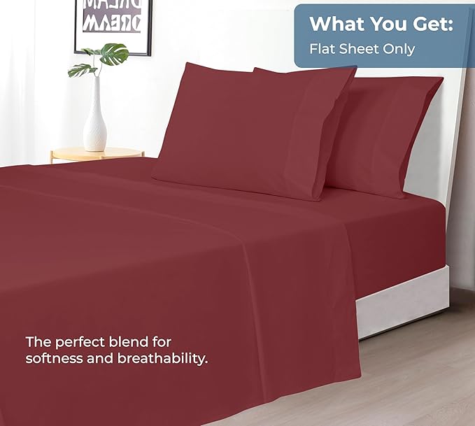 Royale Linens 100% Organic Cotton Queen Flat Sheet Only - Image 5
