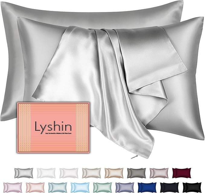 Silk Pillow Cases 2 Pack Queen Size by LYSHINSILKPILLOWCASES