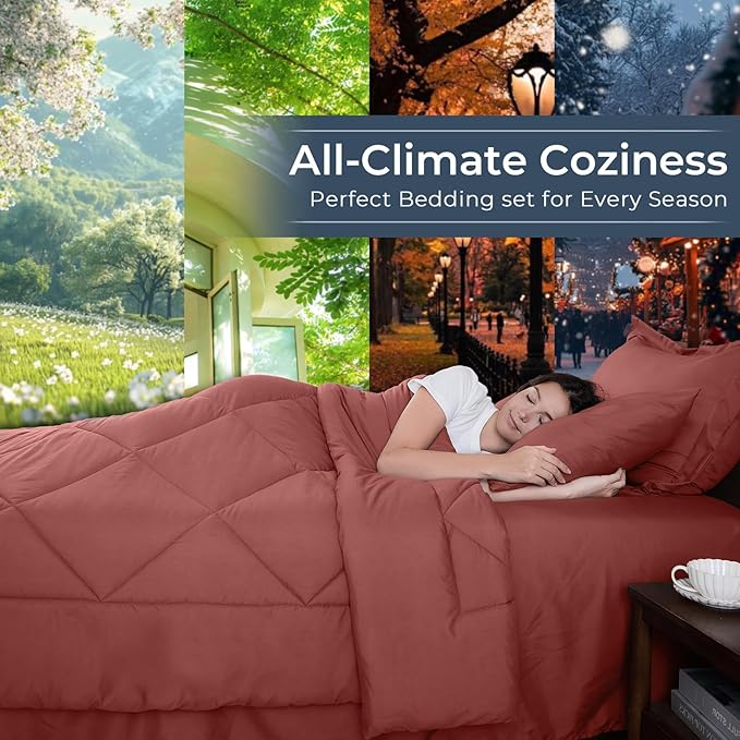 HEVUMYI Terracotta Full Comforter Set - Image 3