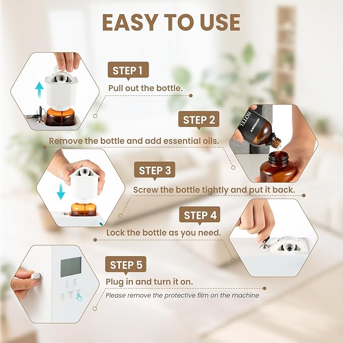 URPOWER 300ml Waterless Nebulizing Scent Diffuser Up to 3000 Sq Ft, Smart APP - Image 5