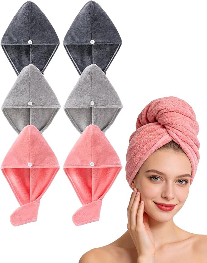 Lumimi 6 Pack Microfiber Hair Towel Wrap by Lumimi