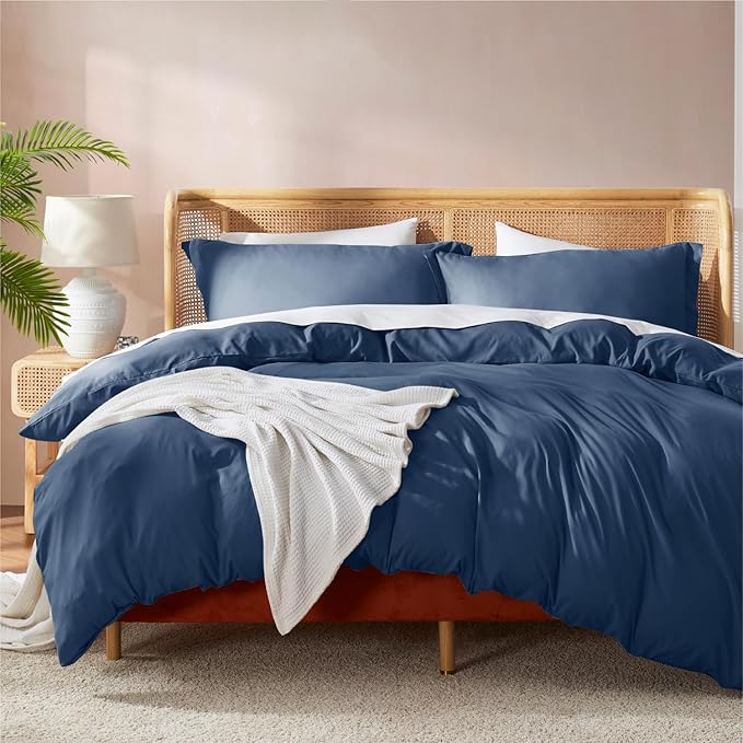 Nestl Navy Blue Duvet Cover Queen Size by Nestl