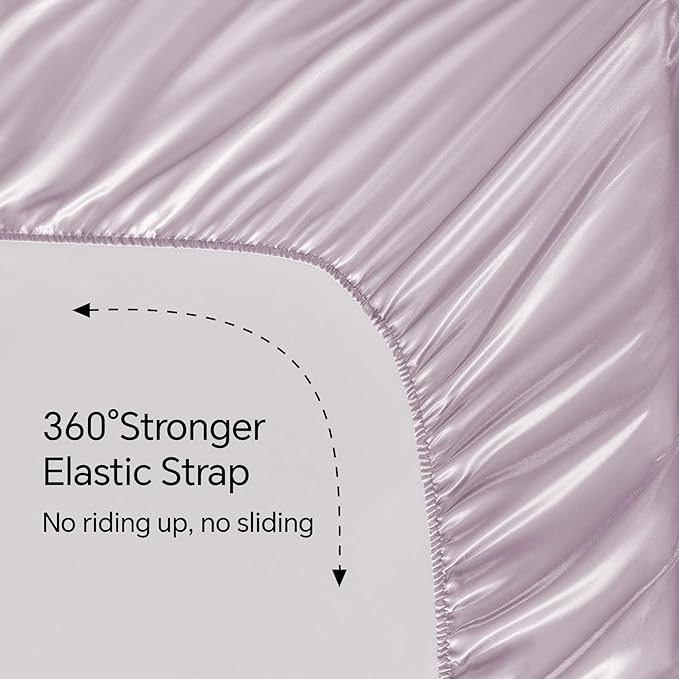 BEDELITE Satin Sheets Twin XL Size Bed Set, Luxury Soft Lavender Silky Sheets - Image 5