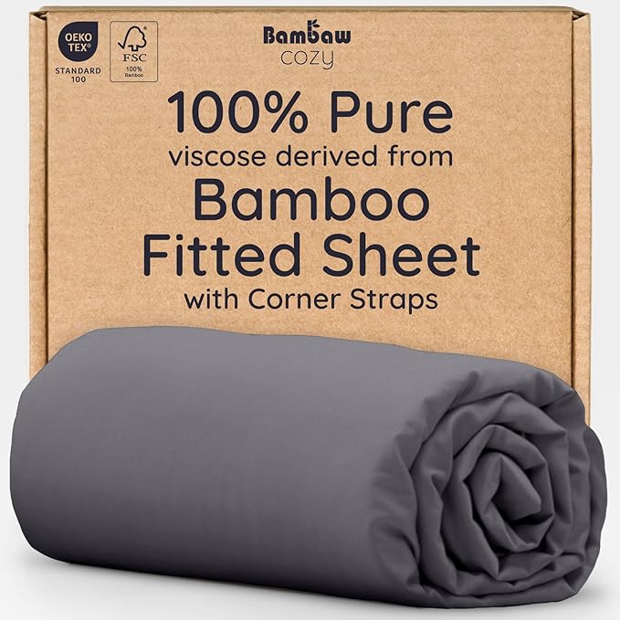 Bambaw 100% Viscose Derived from Bamboo Fitted Sheets King Size, Cooling Fitted by Bambaw