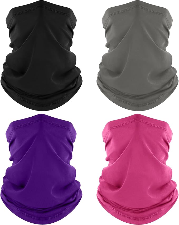 ROXUN 4 Pack Neck Gaiter, Cooling Breathable Face Mask UV Protection Scarf by Roxun