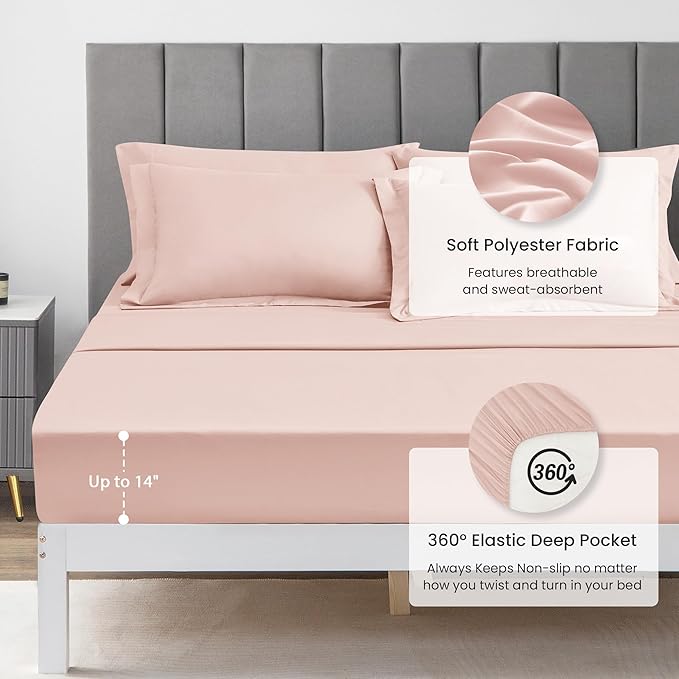 Love's cabin Twin Comforter Set Pink, 5 Pieces Twin Bed in a Bag, All Season - Image 4