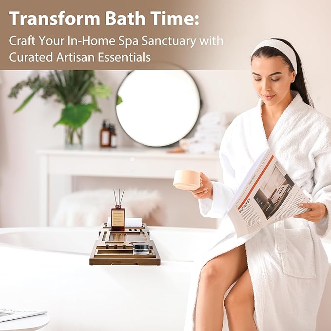 Bamboo Bathtub Tray Caddy - Image 7