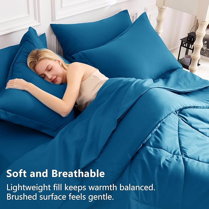 CozyLux Queen Comforter Set Teal - Image 3