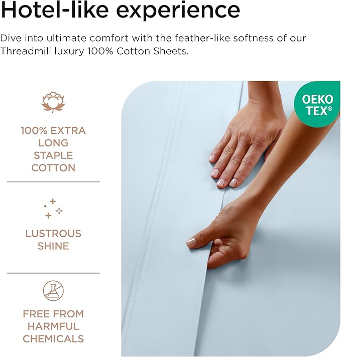 Threadmill Luxury 800 Thread Count Queen 100% Cotton Sheets - Image 3
