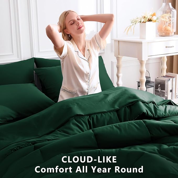 CozyLux Full Size Comforter Sets Emerald Green, 7 Pieces Bed in a Bag, All - Image 4