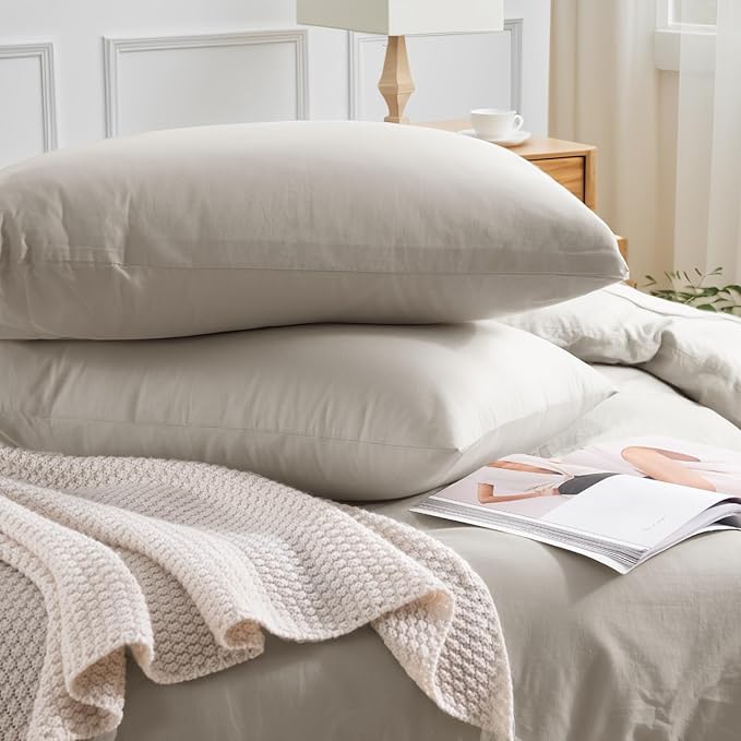 NEXHOME PRO Duvet Cover Queen Size, 100% Washed Cotton Orgnic Linen Like - Image 5