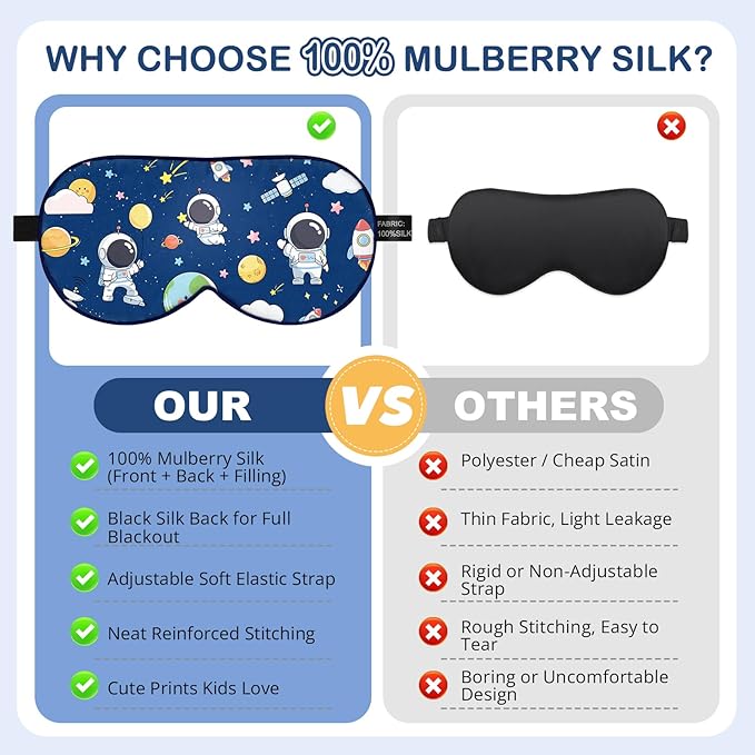 Kids Silk Sleep Mask: 100% Mulberry Silk Eye Mask - Image 5