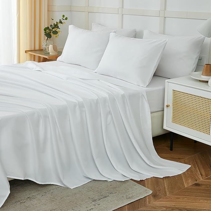 ILAVANDE White King Sheets Set 6 Piece, Hotel Luxury Super Soft 1800 Series by ILAVANDEforYourBedHome