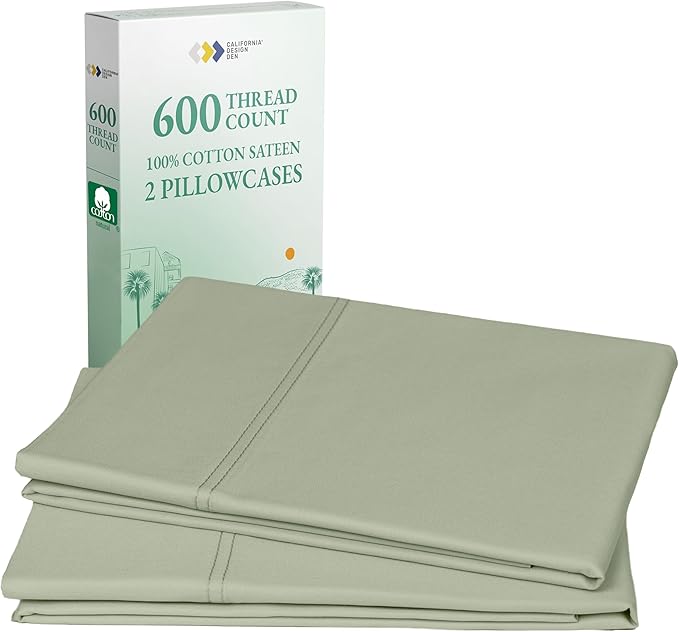 California Design Den Premium King Pillowcases Set of 2-600 Thread Count Sateen by CaliforniaDesignDen