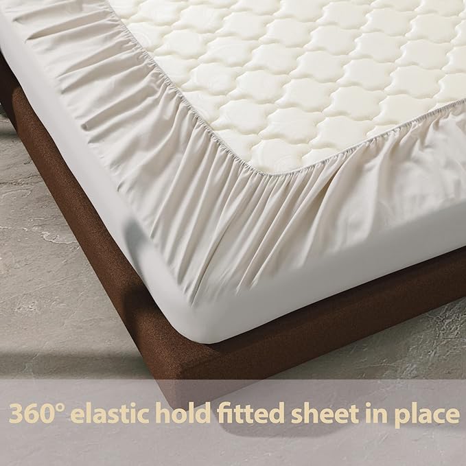 100% Egyptian Cotton Fitted Sheet Queen Size, 600 Thread Count 8-16" Deep - Image 6