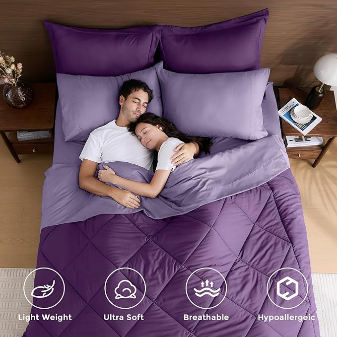 HEVUMYI Purple & Light Purple Full Comforter Set - Image 2