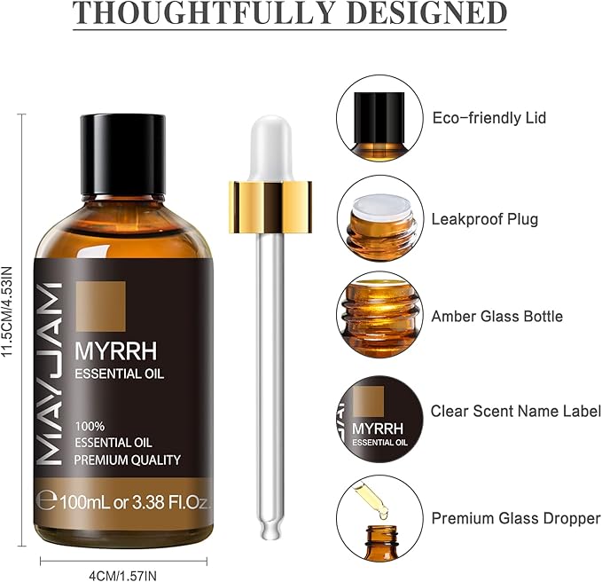 Myrrh Essential Oil 100ML/3.38FL.OZ, MAYJAM Premium Myrrh Oil Essential Oils - Image 6