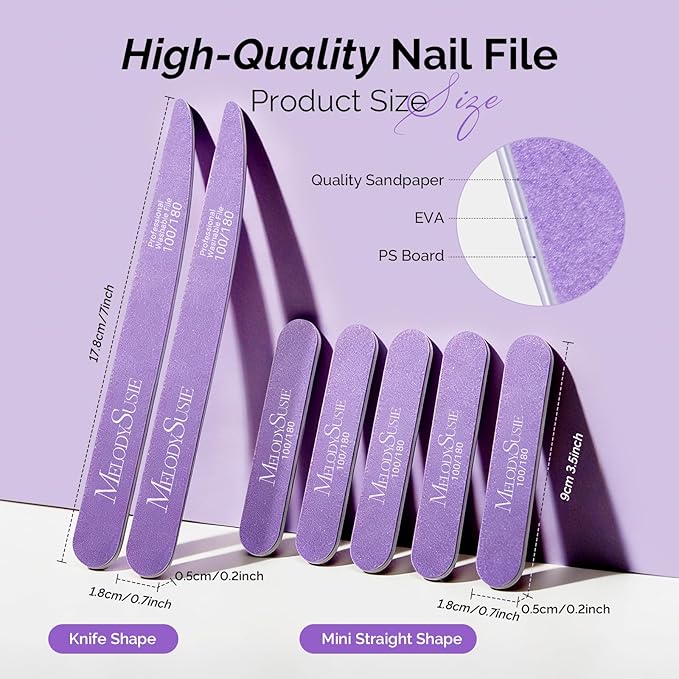 MelodySusie Nail File Kit, Professional Manicure Pedicure Supplies - Image 6