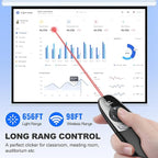 Rechargeable Wireless Presentation Clicker with Red Laser Pointer and Battery & Timer Display, Powerpoint Clicker for PC Mac Keynote Google, Presenter Remote PPT Remote for Powerpoint Presentations