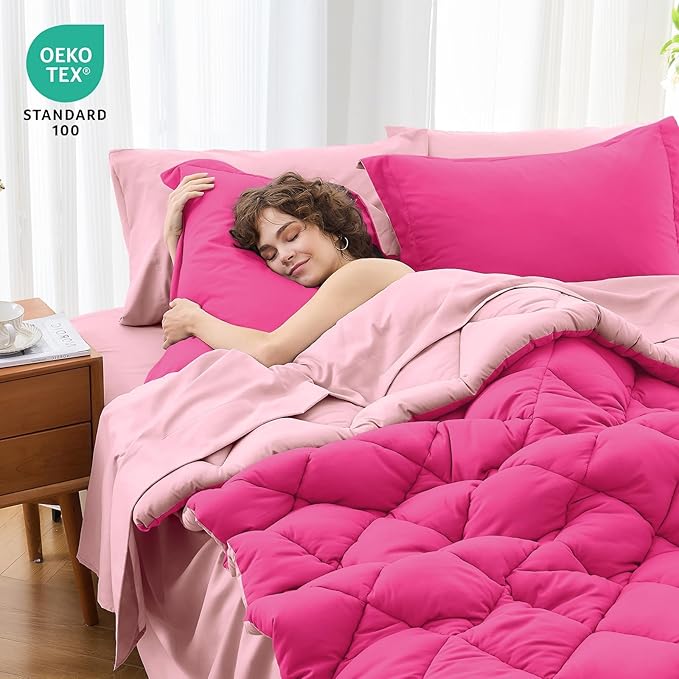 MUXHOMO 5 Pieces Twin Comforter Set, Reversible Bed in a Bag Twin Size - Image 2