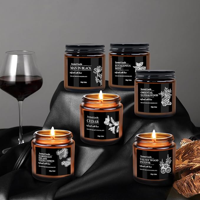 Scented Candles for Men | 6 Pack Candles for Home Scented, 150 Hour Burn Time - Image 5