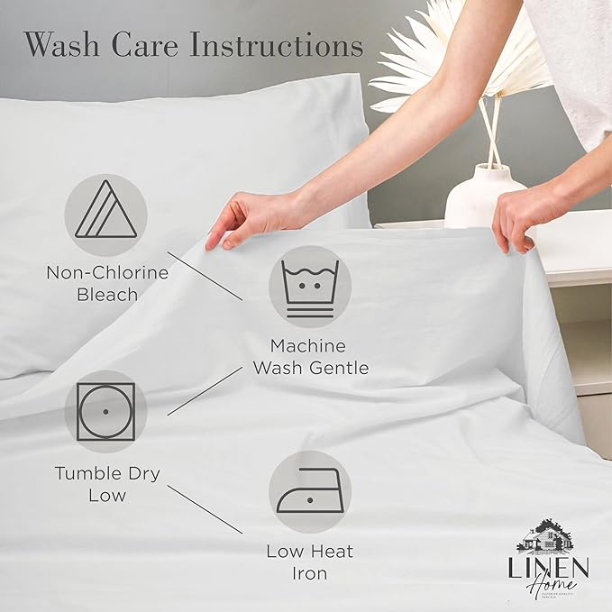 Linen Home 100% Cotton Percale 1 Flat Sheet, King Size - Image 7