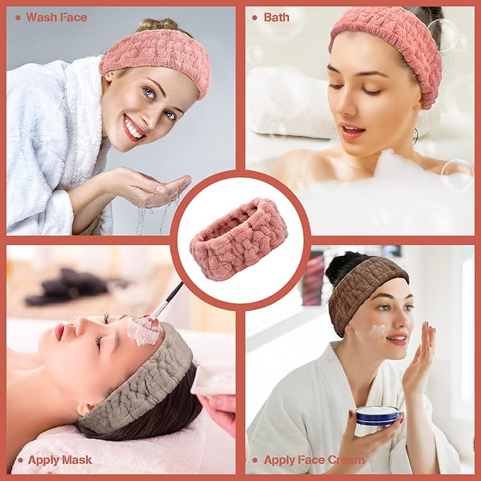 Chuangdi 3 Pieces Spa Headband for Women Facial Makeup Headband Soft Terry - Image 7