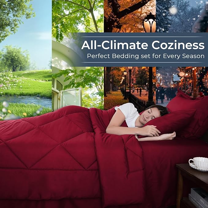 HEVUMYI Red Full Comforter Set - Image 3