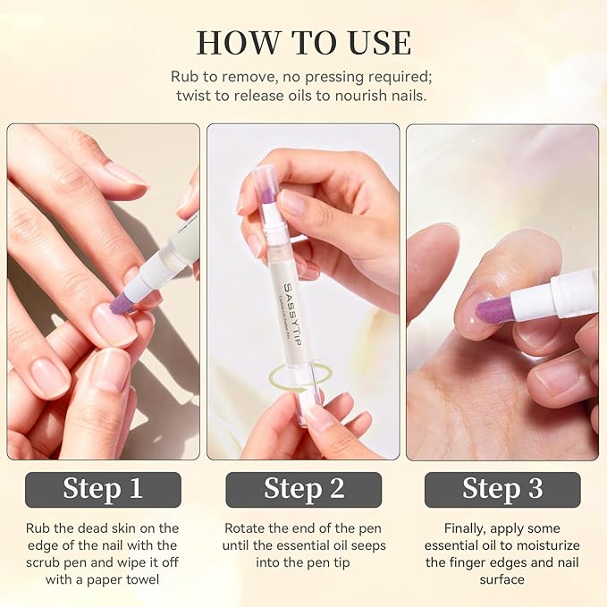 Ceramic Cuticle Pusher & Oil Pen, 2ml Rose/Lavender/Fragrance Free Scented Nail - Image 5