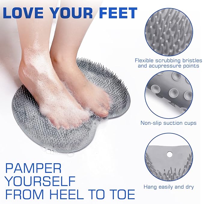 2PACK Shower Foot Scrubber Mat Back Washer Back Exfoliating Bath Wash Pad Wall - Image 2