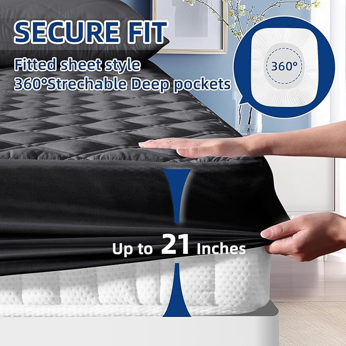 MEELUS Waterproof Queen Mattress Protector, Breathable Queen Size Mattress Pad - Image 5